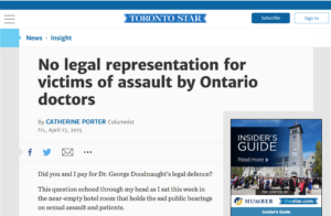 No legal representation for victims of assault by Ontario doctors