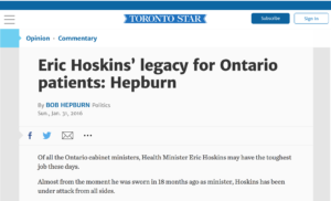 Eric Hoskins’ legacy for Ontario patients: Hepburn